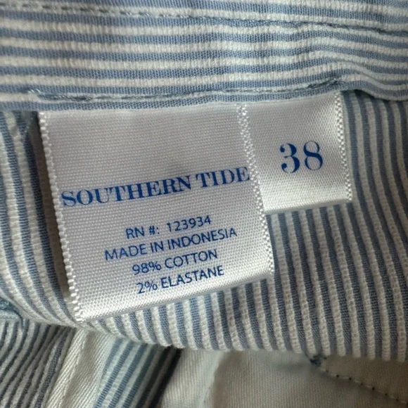 Southern Tide Seersucker Shorts Mens 38 Blue White Stripe Preppy - Picture 6 of 7